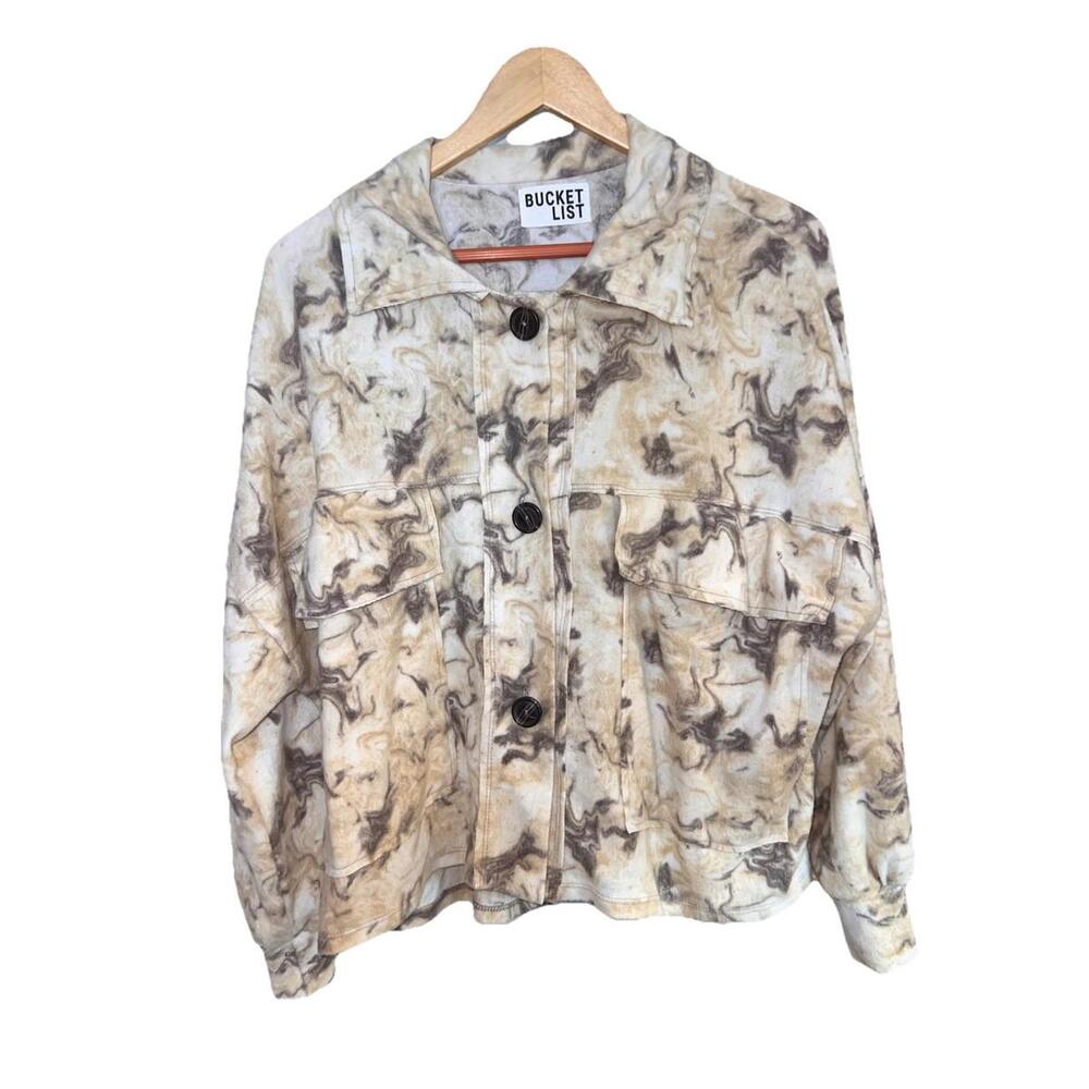 Bucket List Marble Tie Dye Print Shacket Made in USA Women's Small